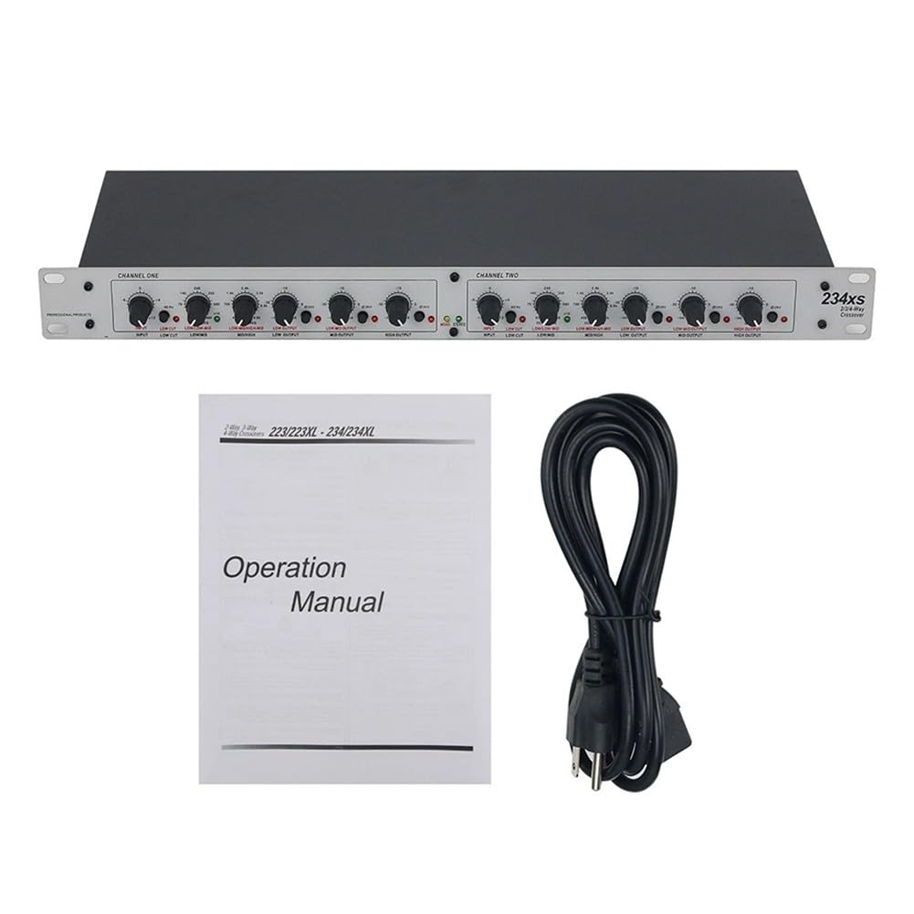 234XS - Processore audio elettronico a 2 vie, 3 vie, 4 vie, con filtro Linkwitz-Riley da 24 dB, ingresso e uscite, inversione di fase e passaggio alto da 40 Hz, per sistema PA studio