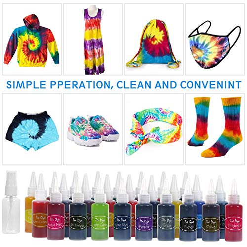 Multi-Color tie-dye Permanent one-Step tie-dye kit, DIY Hand-Made tie-dye kit, Used for Textile Craft Art Shirt Canvas Canvas Shoes T-Shirt Clothing Coating DIY Adult or Children Party