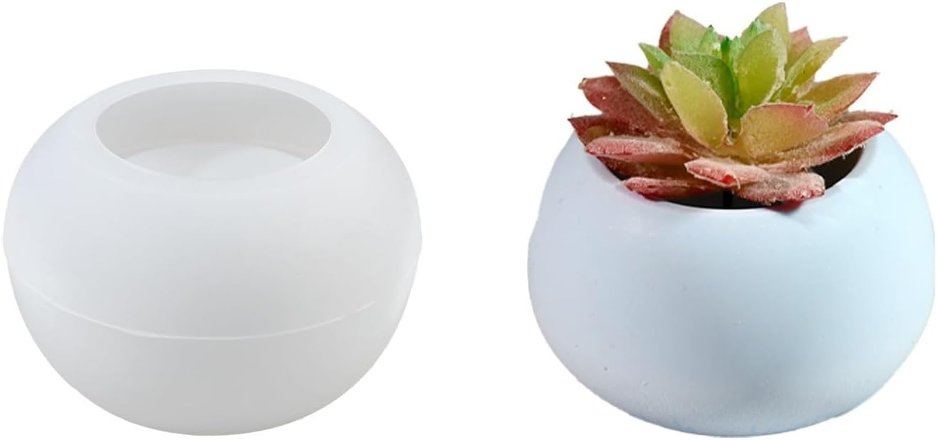 Round Mold Silicone Epoxy Resin Mold Trinket Box Container Storage Mould for Jewelry Makeup Brush Candle Holder Succulent Plant Pot DIY Resin Art Craft Home Decor Supplies (Style1)