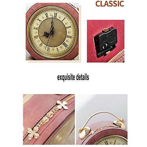Clock Bag Real Working,Vintage Crossbody Messenger Bag, SteamPunk Style Shape Leather Bag Circular Handbag Chain Shoulder4