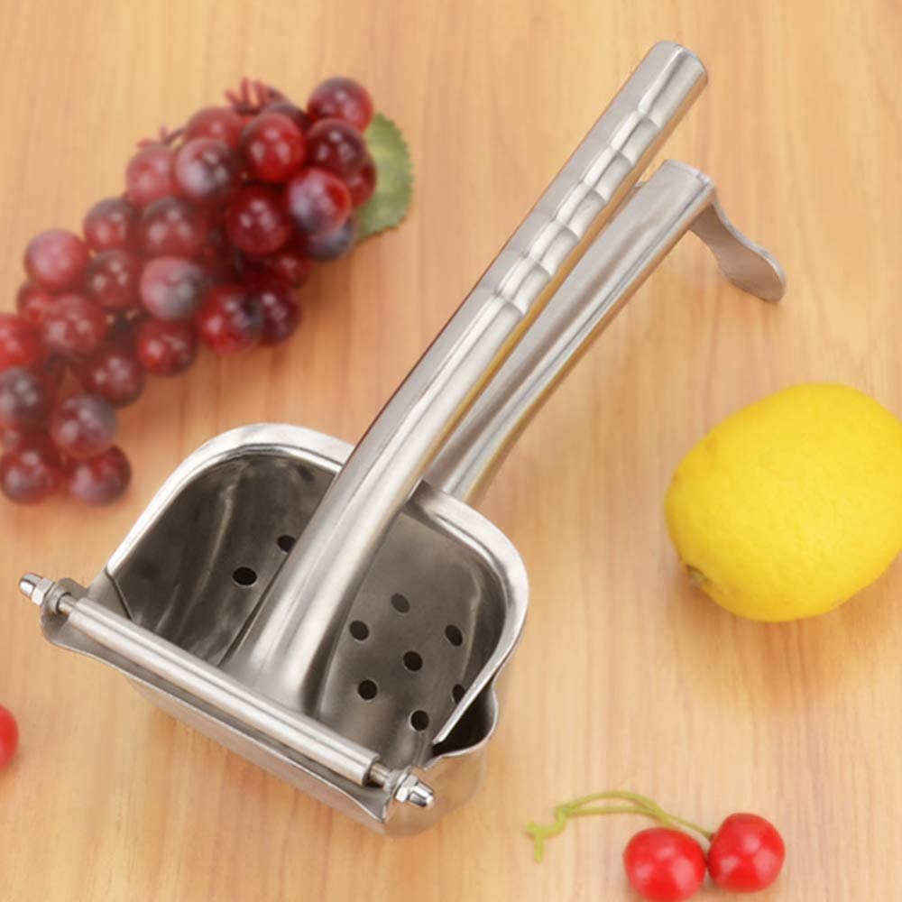 Wyciskacz do cytryn ze stali nierdzewnej, ręczna wyciskarka do cytrusów limonkowych, wysokiej jakości zagęszczona ręczna sokowirówka kuchenna ze stali nierdzewnej, trwała i zdrowa, srebrna