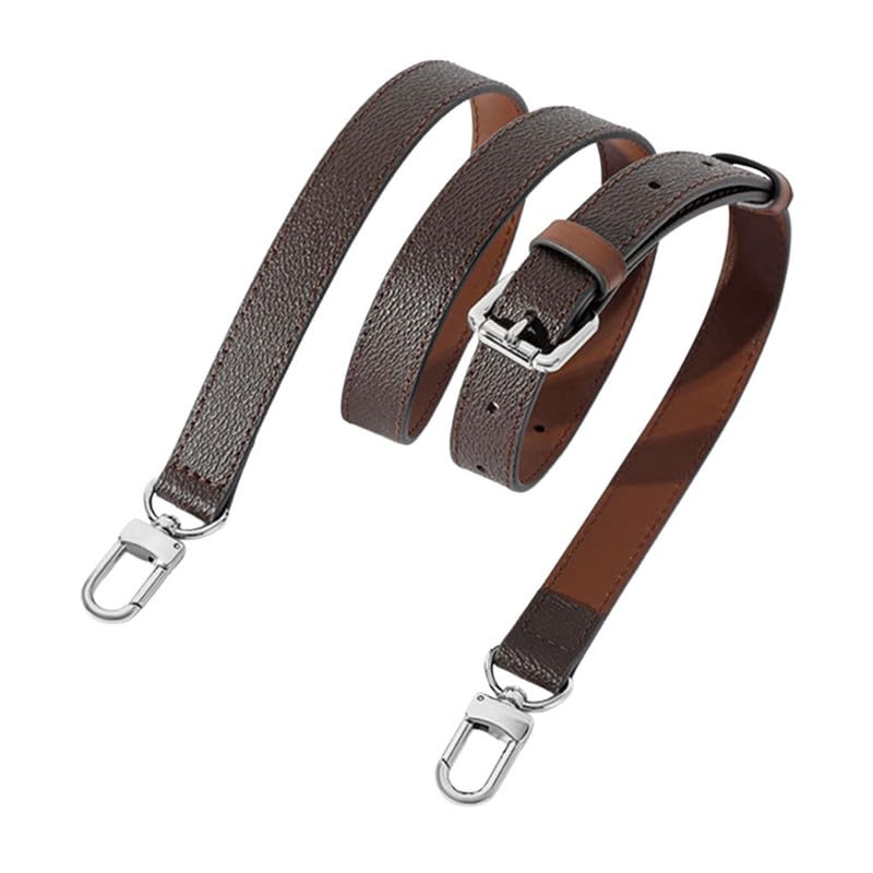 Sangle de sac à main qui ne glisse pas, cuir café ajustable confort avec boucle argent