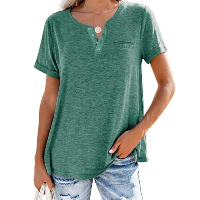 T-shirt d'été bleu lac pour femme en taille S confortable chic