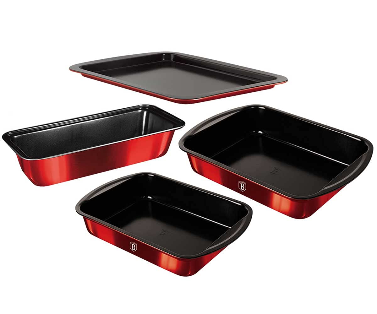 Set De 2 Moules à Pâtisserie Berlinger Haus - Antiadhésif Titane Noir - 40x28,5 Cm Et 24 Cm Rond - Collection Black Silver
