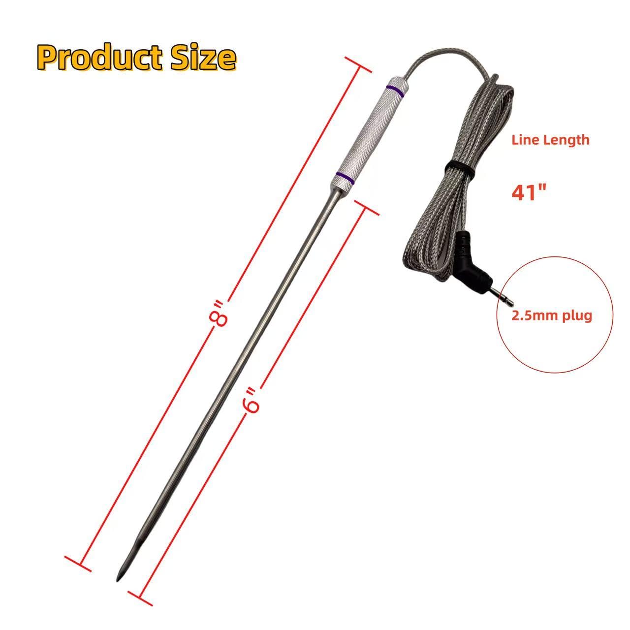 SenWellTempPro Upgrade Meat Probe Replacement for Thermopro Thermometers TP20, TP17, TP16, TP10,TP09, TP08, TP-08S, TP-07, TP06S, TP04, TP25, TP27, TP28, TP829, TP930. 2.5mm Purple and Orange