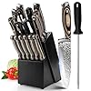Knife-Sets-for-Kitchen15-piece-Hammered-Desgin-Knife-Set-with-Block-and-Sharpener-High-Carbon-Stainless-Steel-Chef-Knives-with-Grey-Triple-Rivet-Handle-Ultra-Sharp-and-Dishwash-Safe Knife Sets for Kitchen,15-piece Hammered Desgin Knife Set with Block and Sharpener, High Carbon Stainless Steel Chef Knives with Grey Triple Rivet Handle, Ultra Sharp and Dishwash Safe