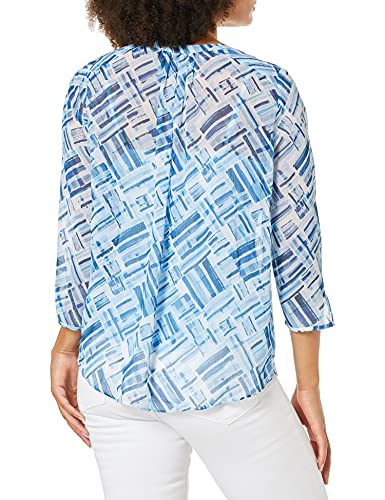 Nydj Womens Split Neck Blouses, Blissful Sky Tranquility, Large Us #TOP1
