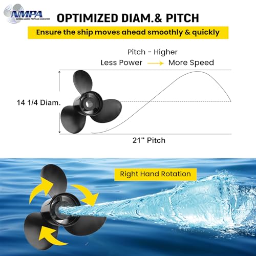 Image of VIF Boat Propeller Compatible with Mercury Mercruiser Alpha One /Bravo One Outboard Motors 135HP 150HP 175HP 200HP 225HP 250HP 300HP, 2&4-Stroke, Aluminum Propellers,15 Spline Tooth, Rh