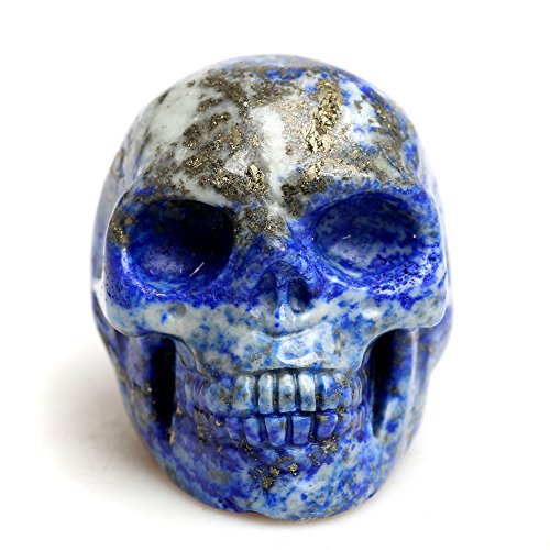 Healing Skull Crystal Quartz Carved Gemstone Collectible Figurine Stone (Blue) #TOP20