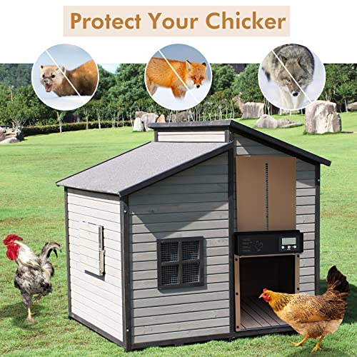 Pliwier Automatic Chicken Coop Door, Remote Control, Opener With Timer, Battery Powered Lcd Screen, Evening And Morning Delay, Aluminum Chicken Coop Door For Poultry #TOP6
