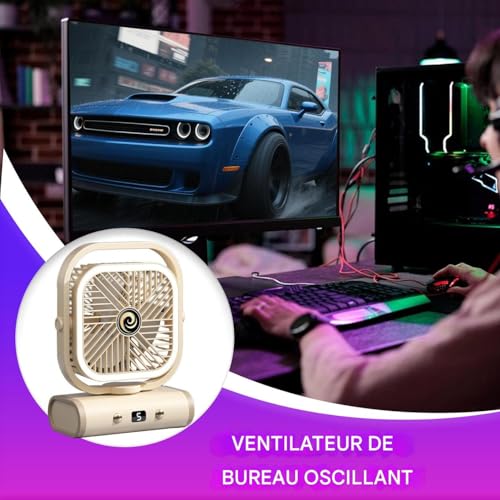 Ventilateur de table silencieux à pile avec lumière 5 vitesses - 7