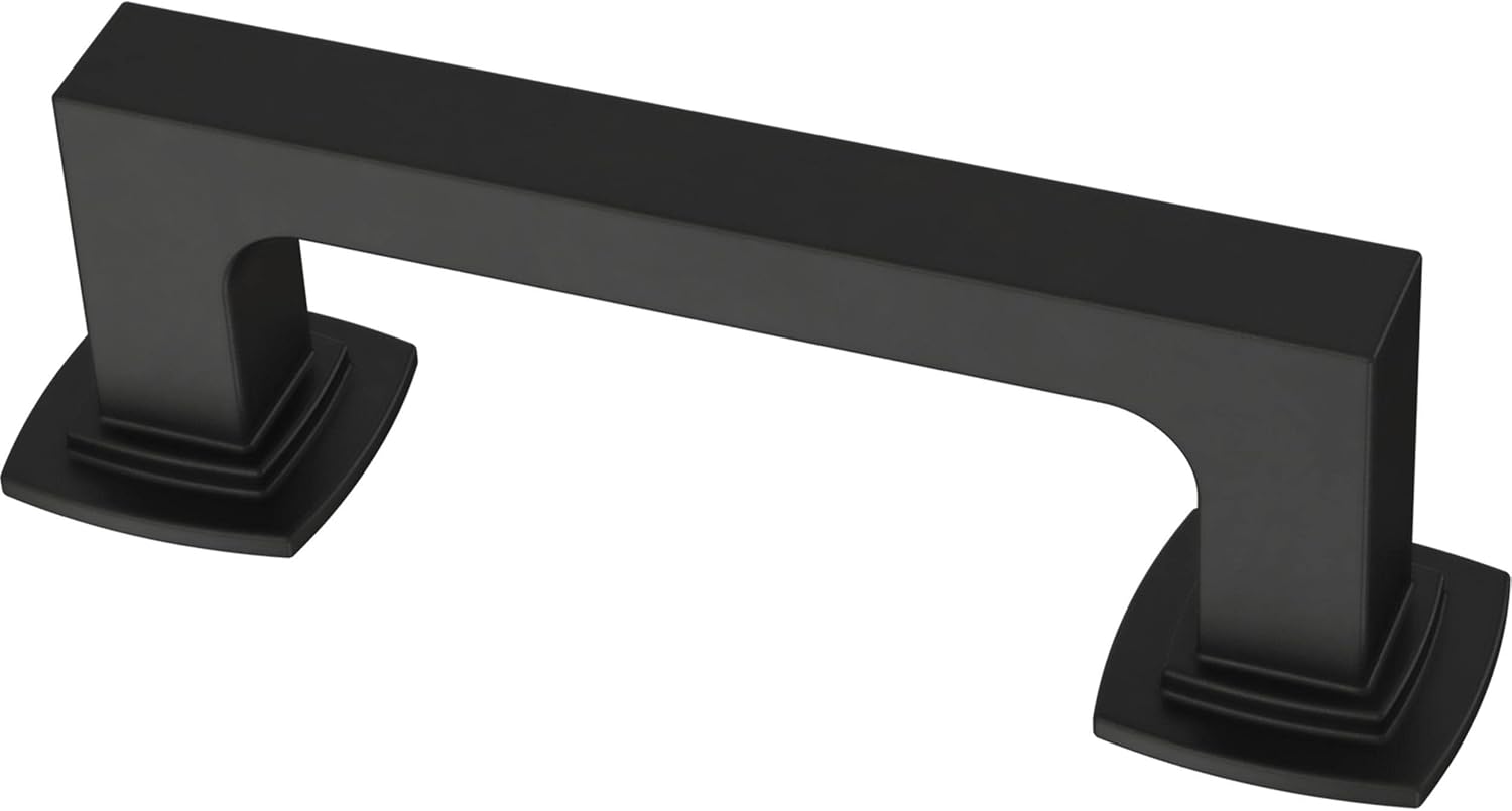 Franklin Brass Parow Cabinet Pull, Black, 3 in (76mm) Drawer Handle, 10 Pack, P41769K-FB-KT