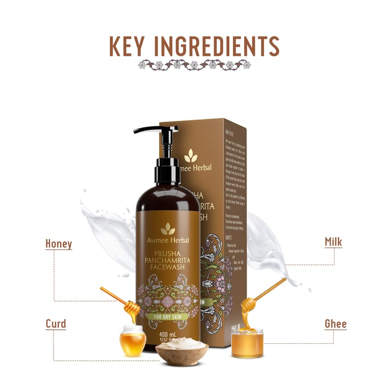 Avimee Herbal Prusha Panchamrita Facewash | For Normal To Dry Skin | Contains Curd, Milk, Ghee, Honey, Jaggery to Gently Cleanse Your Skin Leaving... - Image 2