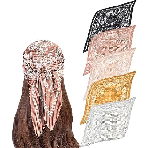 FYLuoke Silk Head Scarf for Women Satin Neck Scarf Hair Scarves Bandanas Wraps Headbands(Crepe Five-02) Cover