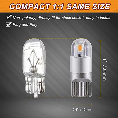 Auxbeam 194 Led Bulbs Amber Yellow, Canbus Error Free Non-Polarity Extremely Bright 168 W5W Car Interior Lights, T10 Led Replacement Bulb For License Plate Light, Dome Map Light, Dashboard Light, 2Pcs #TOP5