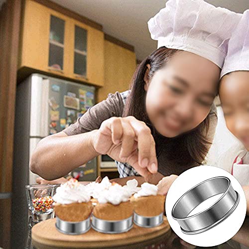 Etsamor 4 Pcs Double Rolled Tart Rings Stainless Steel Muffin Tart Rings Professional Circular Crumpet Rings Set For Home Food Making Tool, Making Small Pastry Pancakes, Catering Business #TOP6