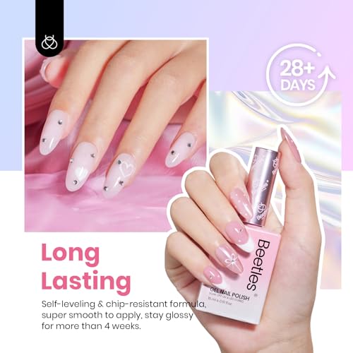 Image of Beetles Jelly Gel Nail Polish, 6 Colors 15ML Milky White Sheer Pink Nude Brown Translucent Sheer Nail Polish Soak Off UV Colorful Bottle Gel Nail Art Home Salon DIY Gift for Women