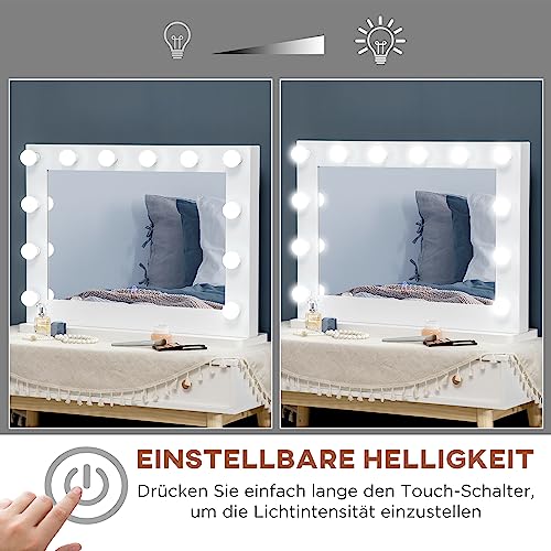 Miroir de maquillage à intensité variable avec commande tactile led - 6