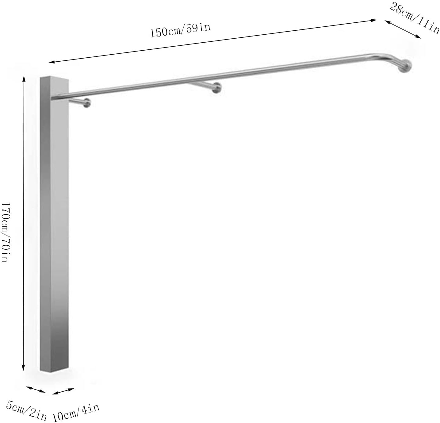 Perchero Alto De Metal Para Colgar Ropa, Perchero Portátil Para Vendedores, Perchero De Pared Para Dormitorio, Balcón (Plata A), Silver