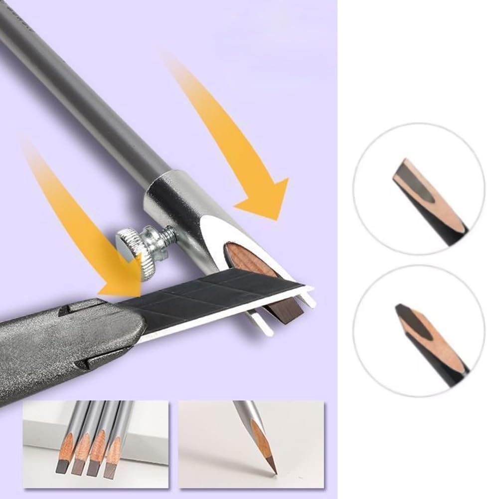 4 Pack Eyebrow Pencil Shaper with Tightening Screw Metal Duckbill Brow Pencil Sharpener for Wooden Eyebrow Pencils Peel Off Waterproof Eye Liners Eye Brow Eyeliner Makeup