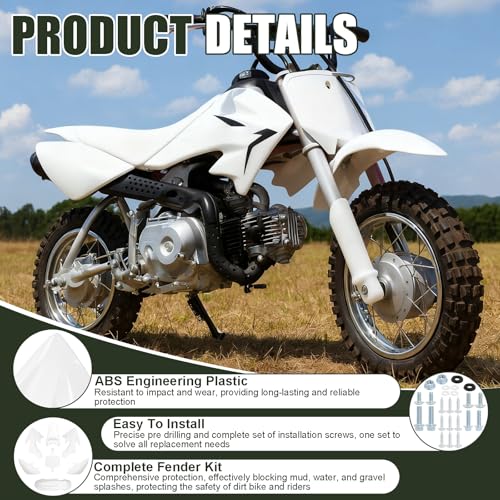 Image of Podoy CRF50 Body Fender Kit for Compatible with XR50 XR 50 CRF 50 SDG SSR Pit Dirt Motor Trail Bike Black with Bolt Work Fairing Plastic (white)