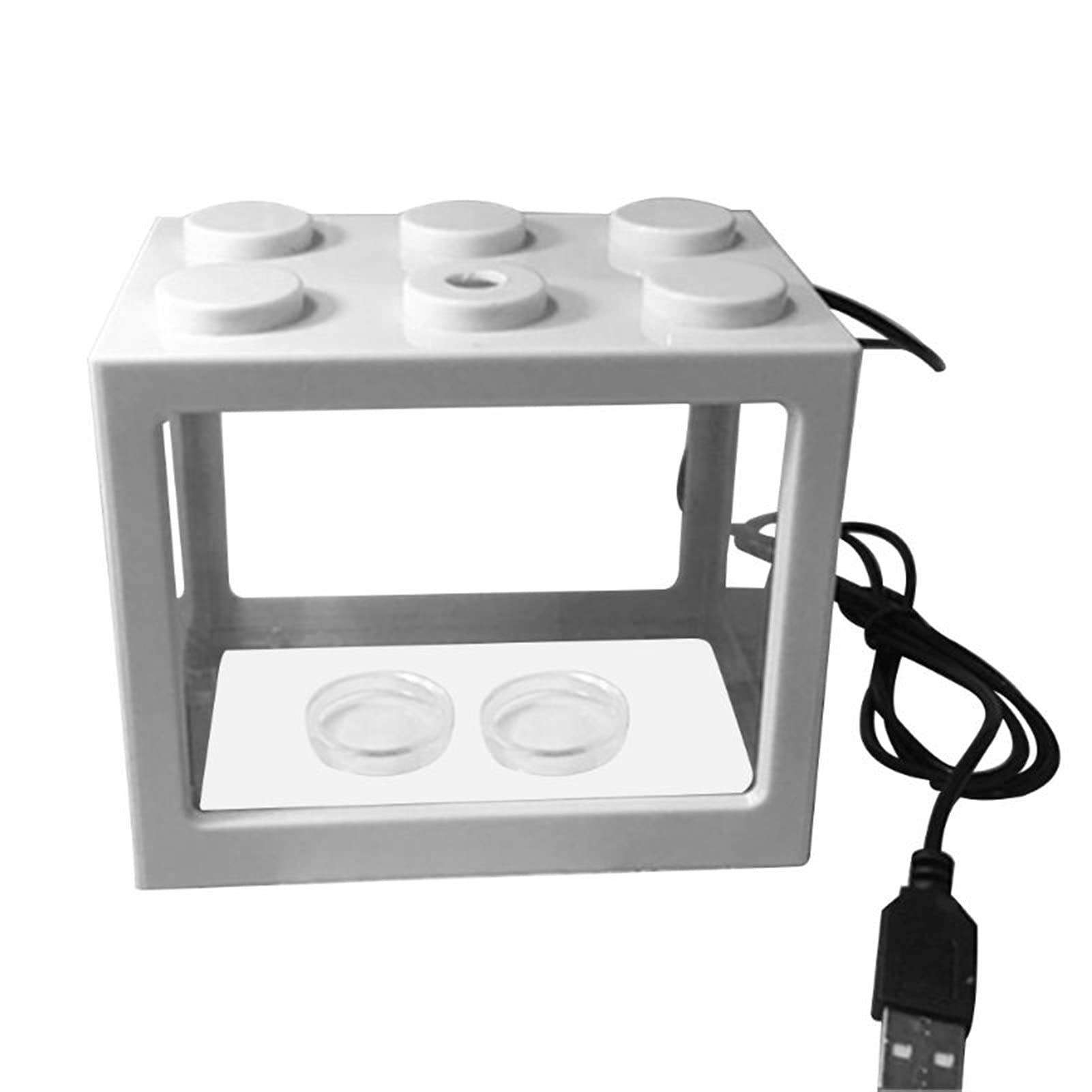 Acquario Acrilico USB Mini serbatoio di pesce allevatore di acquario con GUIDATO Accessori for la decorazione desktop Desktop Home Desktop leggero Acquario per pesci rossi (Color : White)