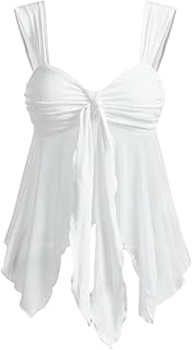 Milumia Women's Flowy Baby Doll Tank Tops Y2k Mesh Going Out Top Festival