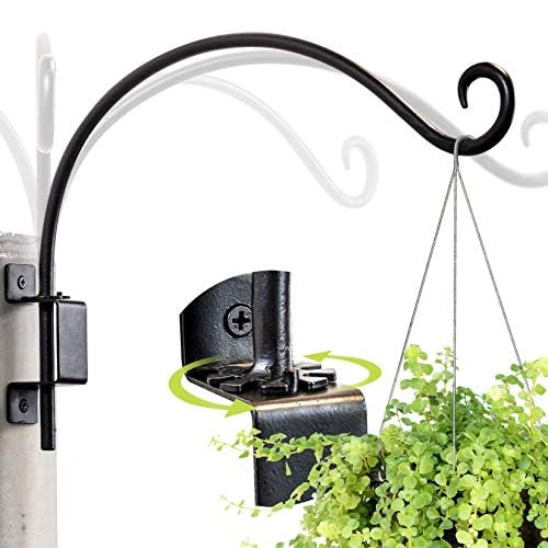 Soporte giratorio para colgar plantas, forjado a mano, 16 pulgadas, color negro, uso más práctico y diseñado con fijación giratoria para ganchos de pared para plantas