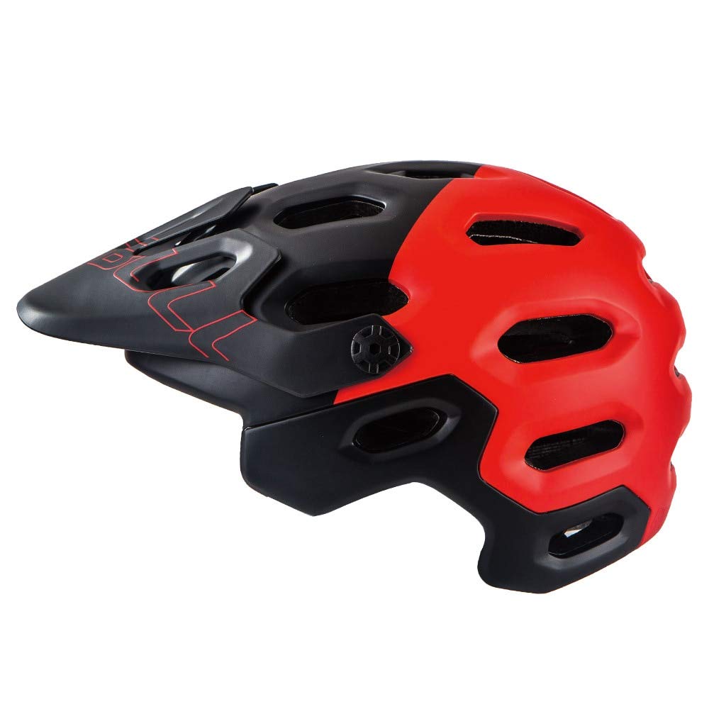 Casco Nuevo casco de bicicleta AM/XC OFF-ROAD All-terrai MTB Cycling Bike Sports Casco de seguridad Super Mountain Bike Cycling Helmet BMX, rojo negro, L