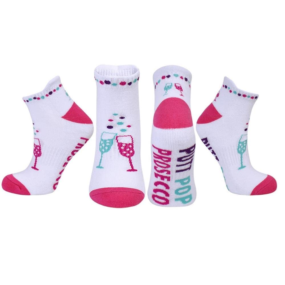 Surprizeshop Ladies Golf Socks (Pair) | Cushioned Sole | Extended Tab at rear | One Size UK 4-7 | Compression Fit for Support & Comfort | Womens Golf Socks (Putt, Pop, Prosecco)