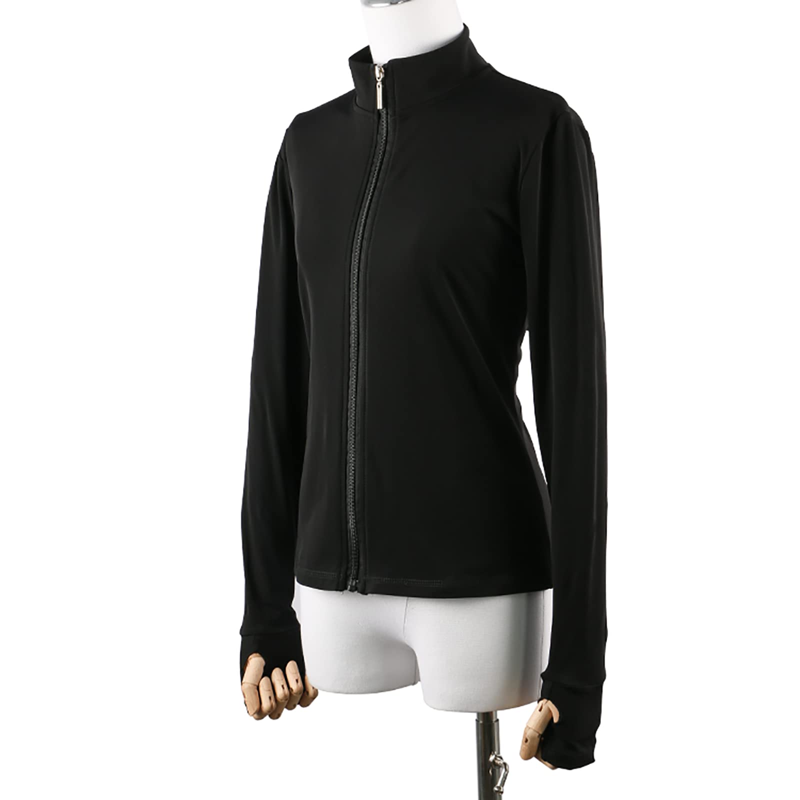 Eiskunstlauf Jacke Damen Mädchen Eislauf Trainings Tops mit Kristalldiamant(Size:l,Color:Jawohlchwarz-Dick)