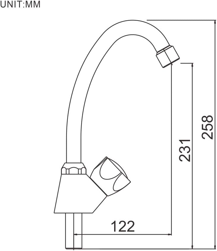 Diagram showing dimensions of the Ibergrif M18754-Ballet Vertical Tap