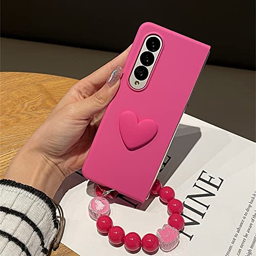 Chaîne Perles Samsung Z Fold 4 Coque Rose pour Sorties et Soirées