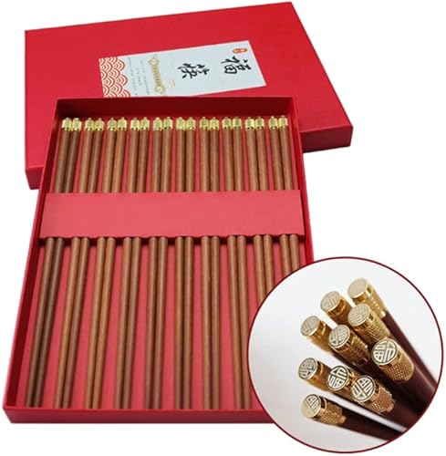 10 pares de palillos de madera dura reutilizables tallados a mano, palillos de madera natural, palillos chinos de alta calidad, adecuados para