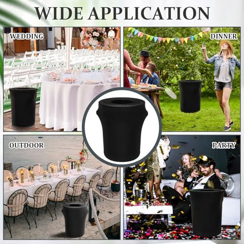 Image of Tanlade 20 Pcs 32 Gallon Stretch Trash Can Spandex Cover Outdoor Waste Garbage Can Spandex Covers for Indoor Kitchen Outdoor Round Waste Container Bin, Without Trash Bin (Black)