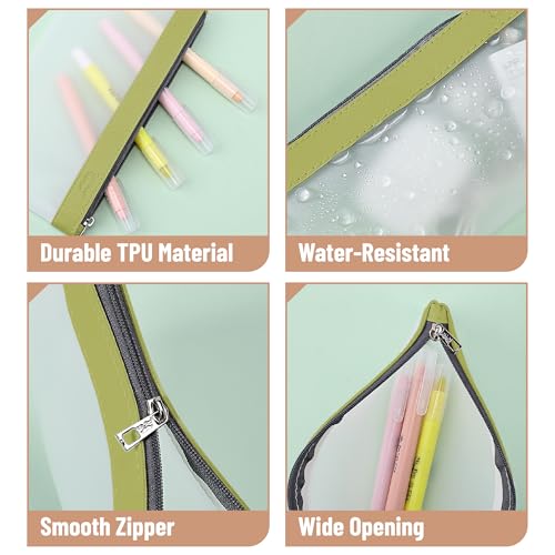 Image of Mr. Pen- Clear Pencil Pouch, 8.50 inchx4.25 inch, 3 Pack, Durable TPU Material | Medium Water-Resistant Pencil Bags with Smooth Zipper, Multipurpose Clear Pouch for Stationery, School, Office