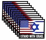 10 Pack I Stand with Israel American USA and Israel Flag Support Israel Stickers Laptop Bumper Decal Window Waterproof Car Stickers