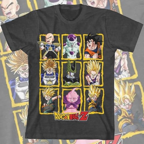 Camiseta masculina Dragon Ball Z Boxed Characters Charcoal Heather