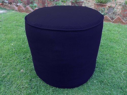 Saffron 100% Cotton Plain Piping Round Ottoman Throw Pouf Cover (19