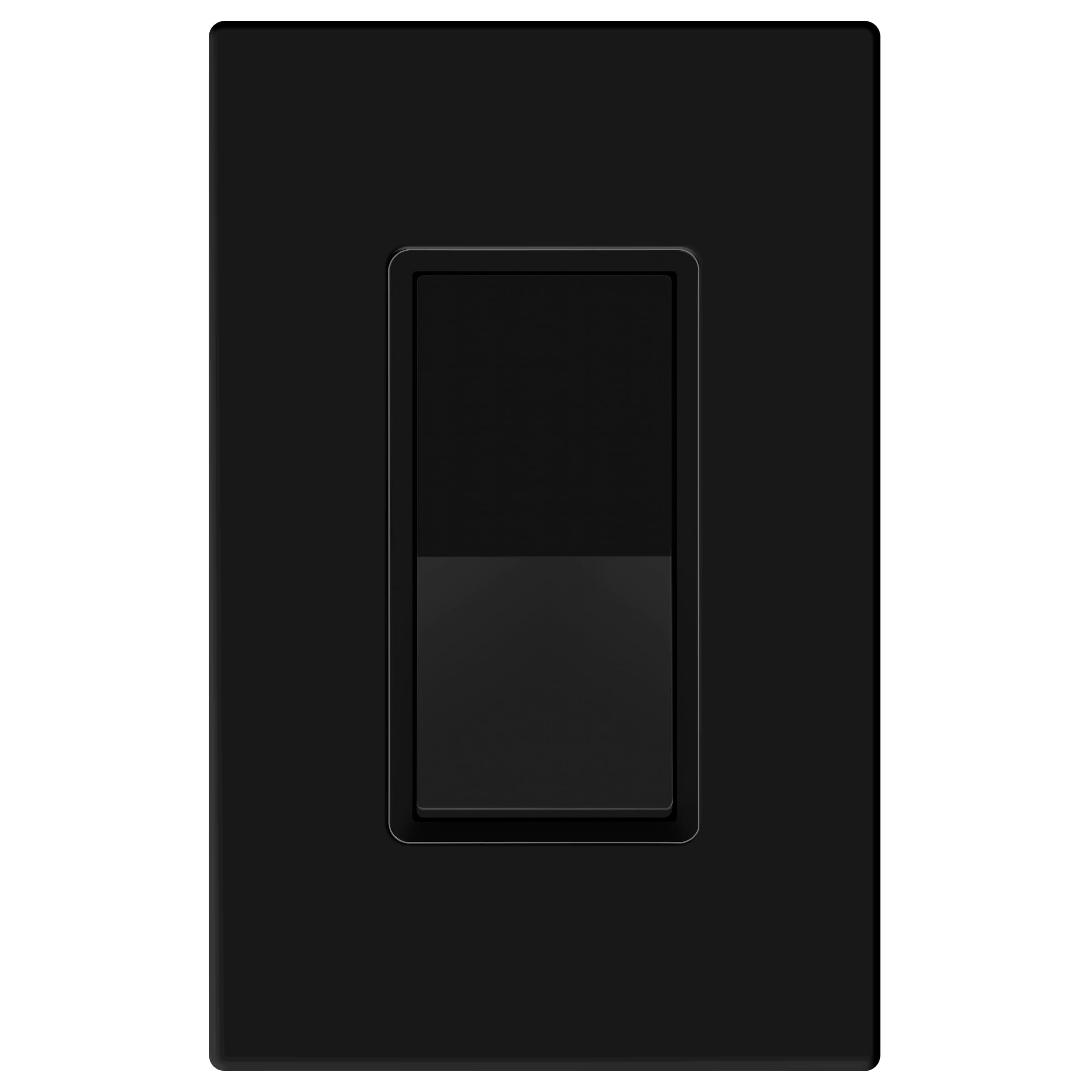 TG Black Light Switch with Screwless Wall Plate, Decorator Paddle Rocker Wall Switch, 4-Way, 3 Wire, Grounding Screw, Residential Grade, 15A 120V/277V