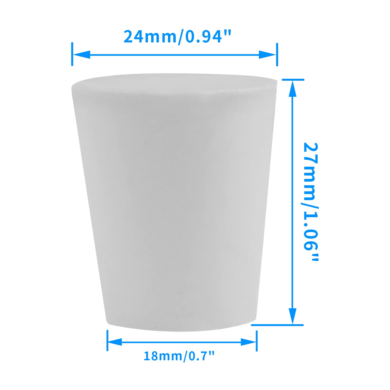 Unlorspy 10 Pack 3# Lab Solid Rubber Stoppers, Size 3 Rubber Stopper Plug White Tapered Solid Rubber Stoppers for Lab Tube, 24 x 18 x 27mm (Dia.x Dia.x H)