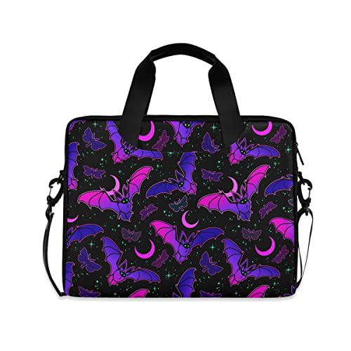 Gothic Laptop Tote Bag - Purple Bat Design, Fits 15-16 Inch Laptops, Messenger Bag for Women & Students