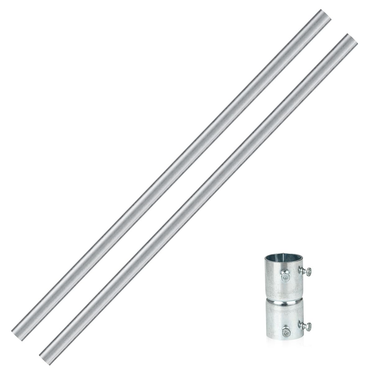 Lot de 2 rallonges de mât d'antenne de 0,9 m avec coupleur, diamètre extérieur 3,2 cm | Assemblage de 1,8 m, en acier galvanisé robuste, pour amplificateur de signal de station météo