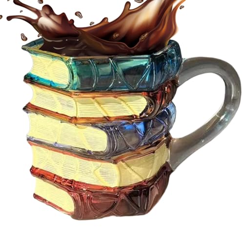fayarrd Libro 3D - Drinkware estético con pintura 3D - Café Amantes Libros - Idea regalo para mujeres lectoras profesoras decoración casa librería oficina escritorio viaje