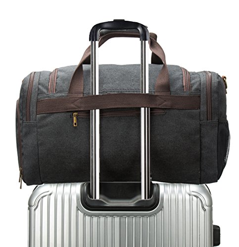 Weekender Overnight Duffel Bag Shoe Pocket for Women Men Weekend Travel Tote Carry On Bag (Black)