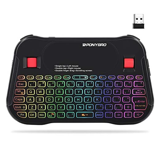PONYBRO Backlit Mini Bluetooth Wireless Keyboard with Touchpad QWERTY keypad,Support Bluetooth&2.4G USB Connection,Rechargeable Handheld Keyboard Remote for Smartphones,Smart TV,Android TV Box,PC,Pad.