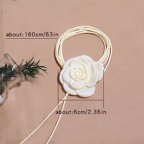 Flower Choker Necklace Rose Choker Camellia Flower Lace-up Necklace Gothic Choker for Women3