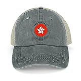 Funlucy Gorras de algodón con la bandera de Hong Kong para primavera y verano, con sello de Hong Kong, gorras de béisbol para hombres y mujeres, gorras de malla, gorras deportivas al aire libre, gris,