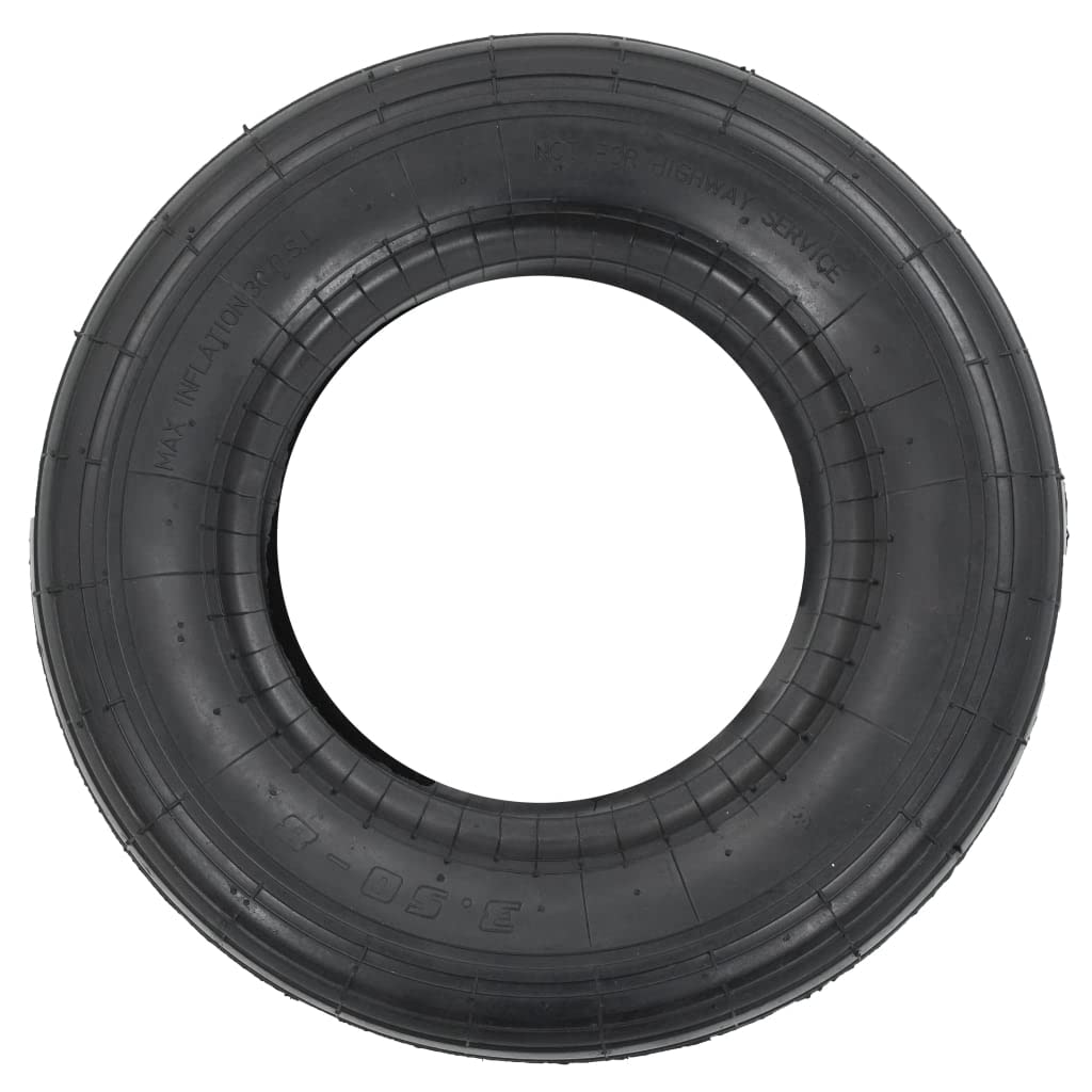 Pneu de brouette 3.50-8 4PR en Caoutchouc 36 cm diamètre extérieur, 120 kg capacité Charge, Rechange Durable pour Jardin Chantier Potager Transport