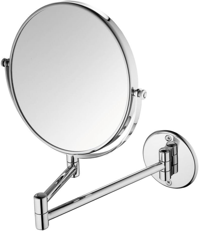 BRANCO 5X Magnifying Shaving Mirror Makeup Mirror Wall Mount Foldable - Chrome